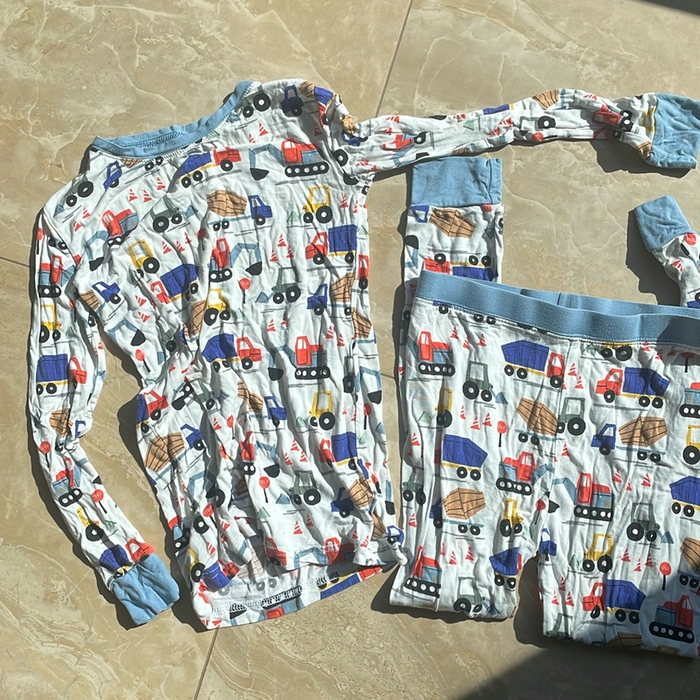 Little Sleepies Construction Trucks 2 Piece PJ set | Bamboo | Size 7/8